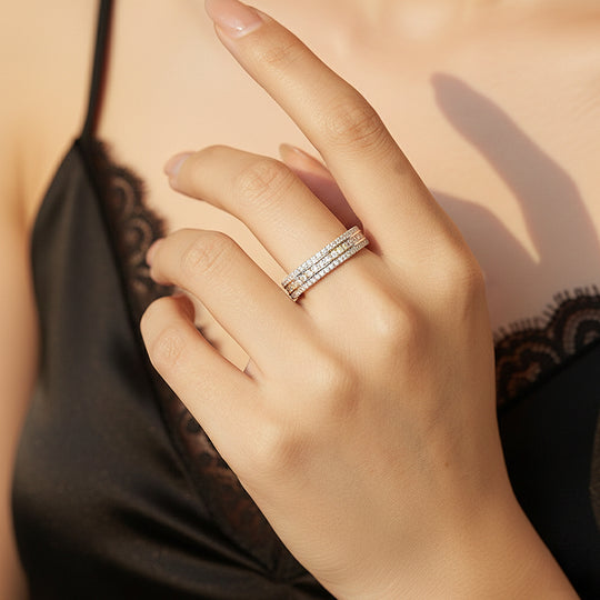 Round Triple Row Eternity Band | Moissanite | 925 Sterling Silver | Prm7166 - Ring | Singapore Jewellery, Wedding Rings &amp; Gifts | Same Day Delivery | Tiara.com.sg