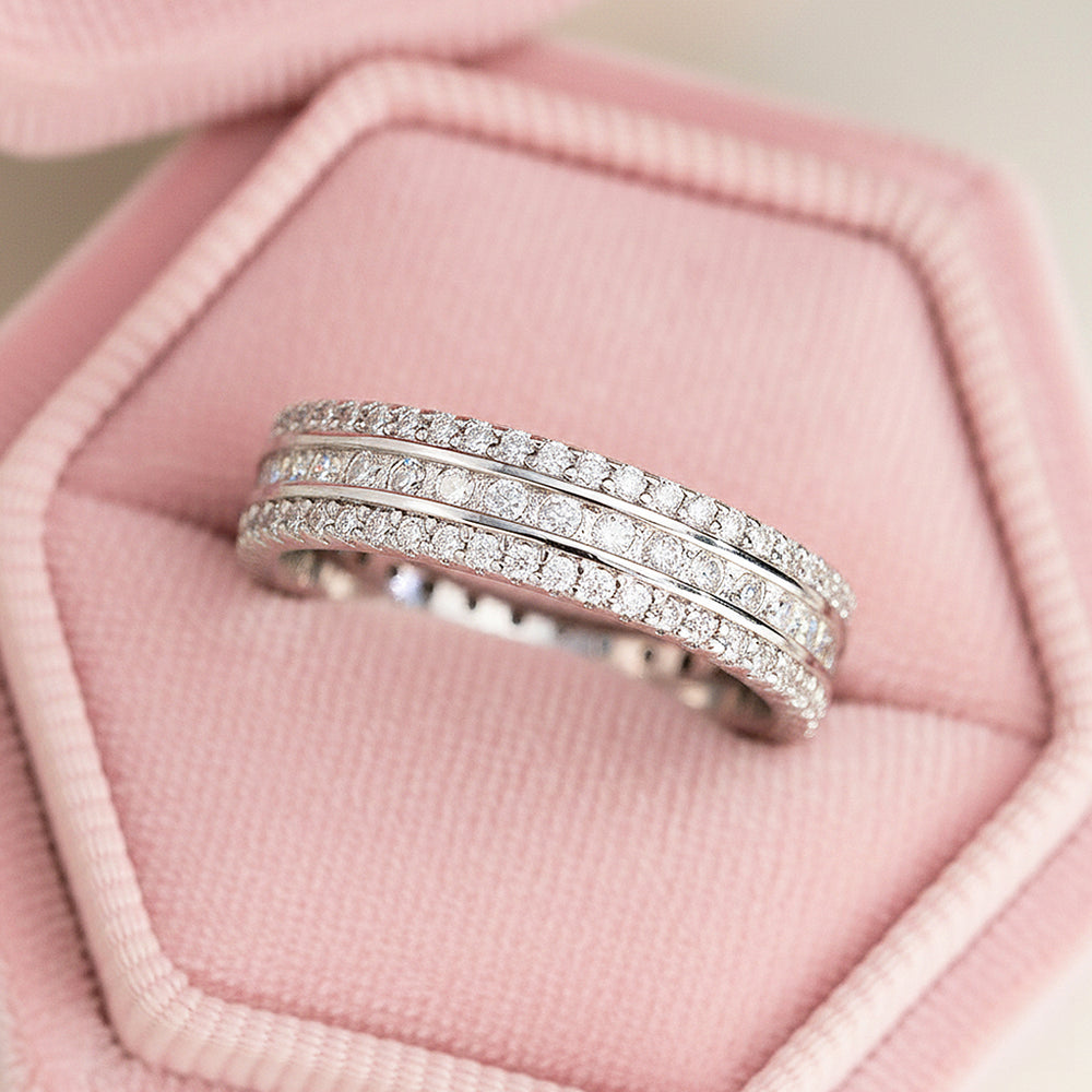 Round Triple Row Eternity Band | Moissanite | 925 Sterling Silver | Prm7166 - Ring | Singapore Jewellery, Wedding Rings & Gifts | Same Day Delivery | Tiara.com.sg