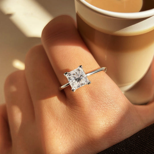 Princess Cut Solitaire Ring | Moissanite | 925 Sterling Silver | Prm7168 - Ring | Singapore Jewellery, Wedding Rings &amp; Gifts | Same Day Delivery | Tiara.com.sg