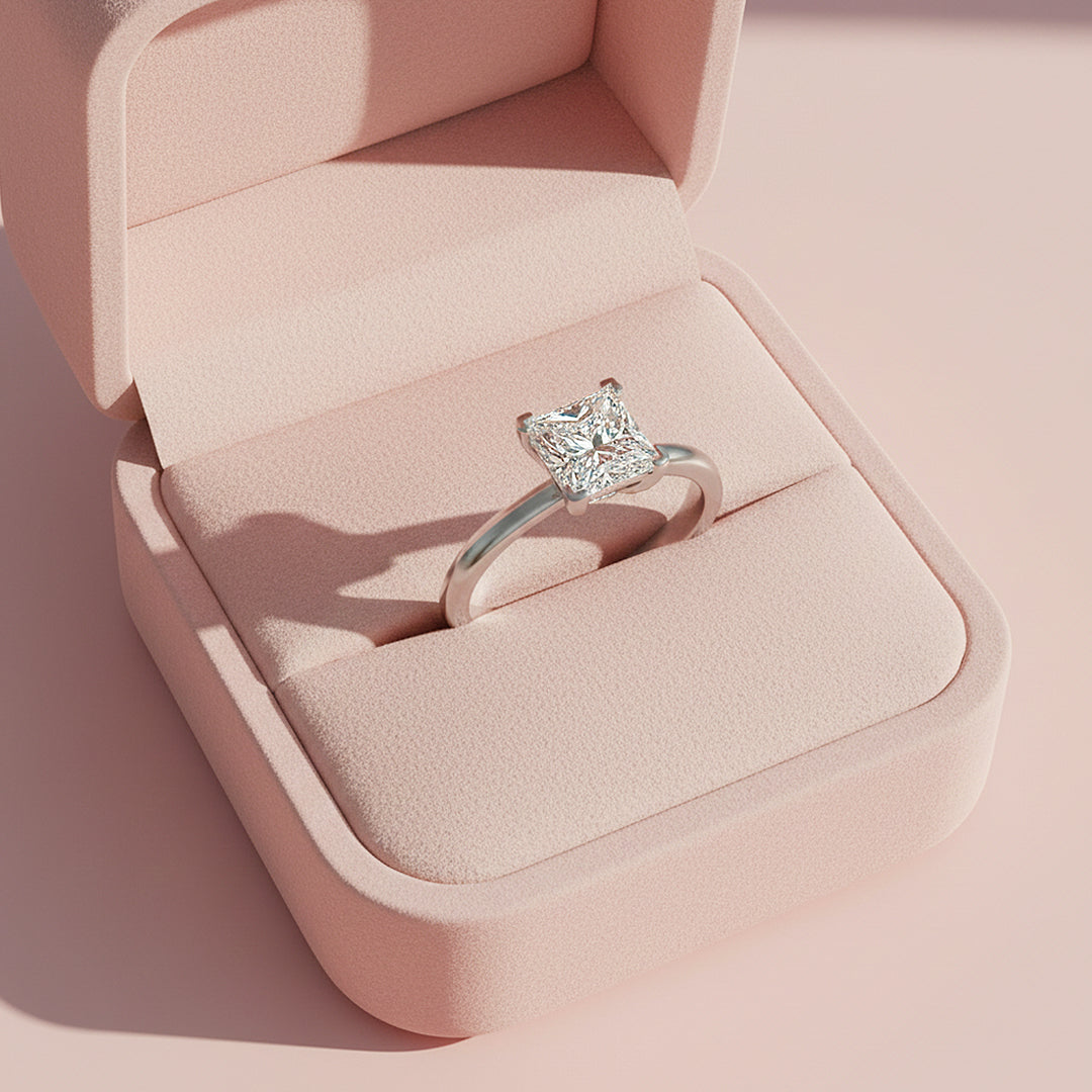 Princess Cut Solitaire Ring | Moissanite | 925 Sterling Silver | Prm7168 - Ring | Singapore Jewellery, Wedding Rings &amp; Gifts | Same Day Delivery | Tiara.com.sg