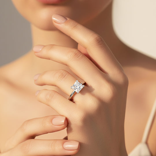 Princess Cut Solitaire Ring | Moissanite | 925 Sterling Silver | Prm7168 - Ring | Singapore Jewellery, Wedding Rings &amp; Gifts | Same Day Delivery | Tiara.com.sg