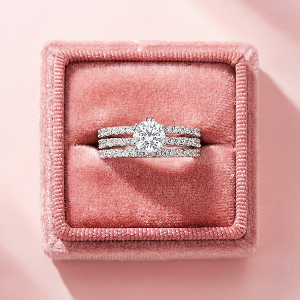 Triple Band Moissanite Bridal Ring | 925 Sterling Silver | PRM7174