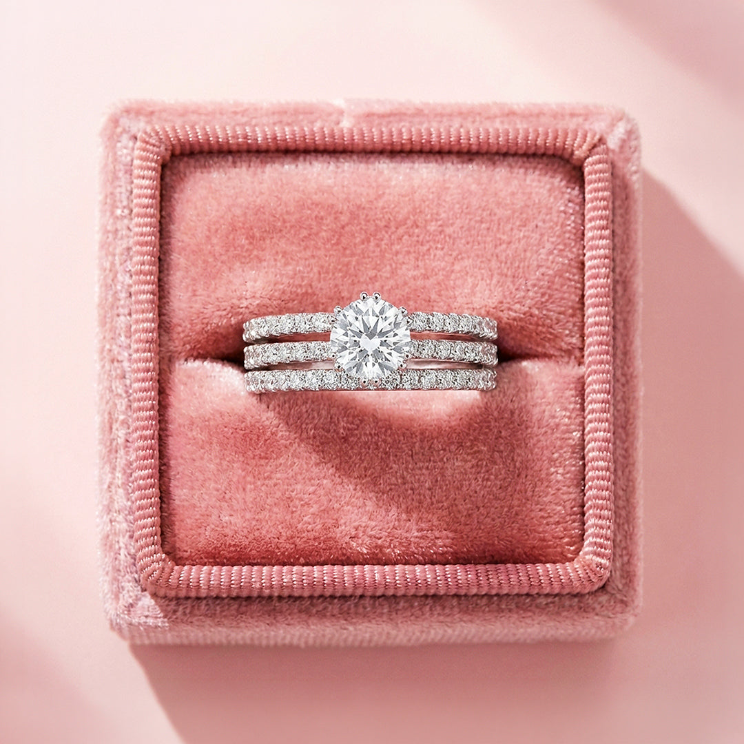 Triple Band Moissanite Bridal Ring | 925 Sterling Silver | PRM7174