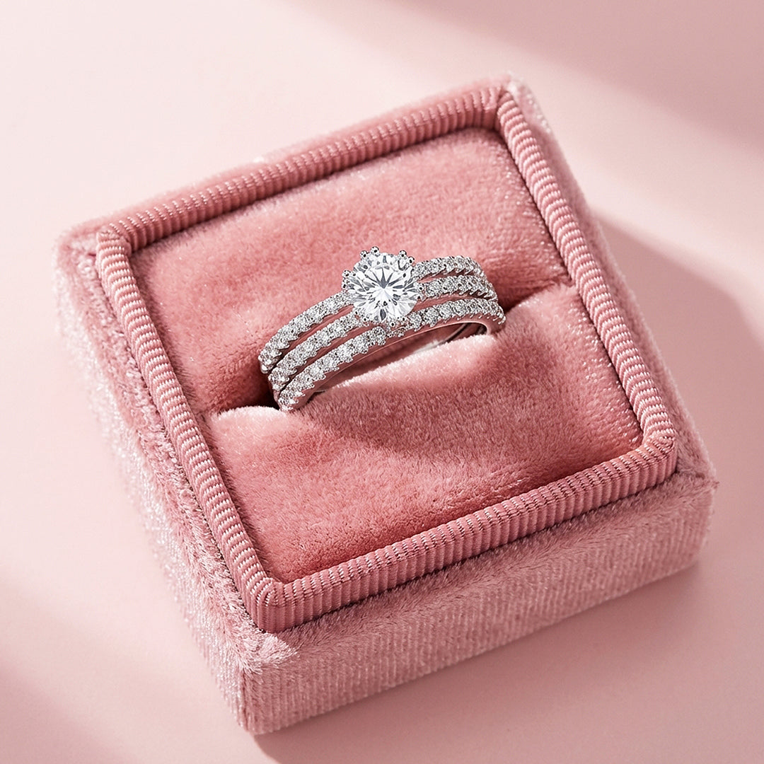 Triple Band Moissanite Bridal Ring | 925 Sterling Silver | PRM7174