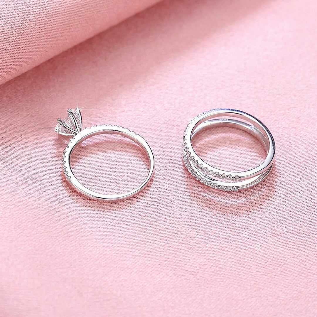 Triple Band Moissanite Bridal Ring | 925 Sterling Silver | PRM7174