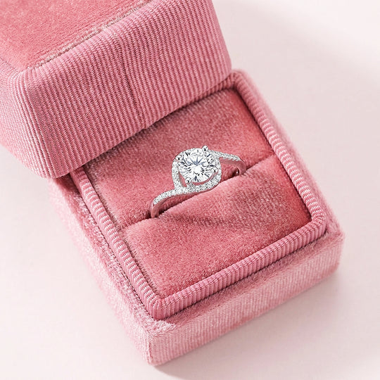 Halo Twist Solitaire Women Ring | 925 Sterling Silver | PRM7175
