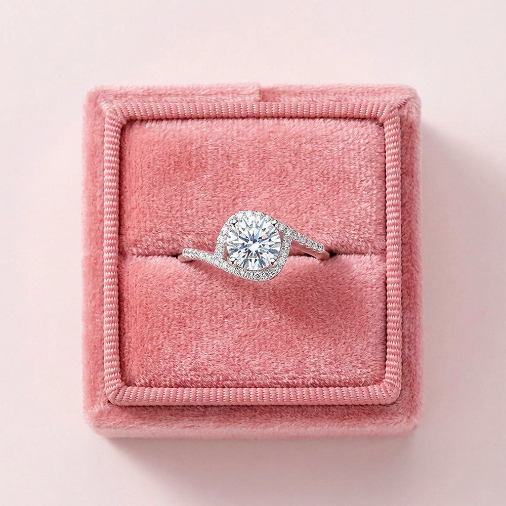 Halo Twist Solitaire Women Ring | 925 Sterling Silver | PRM7175