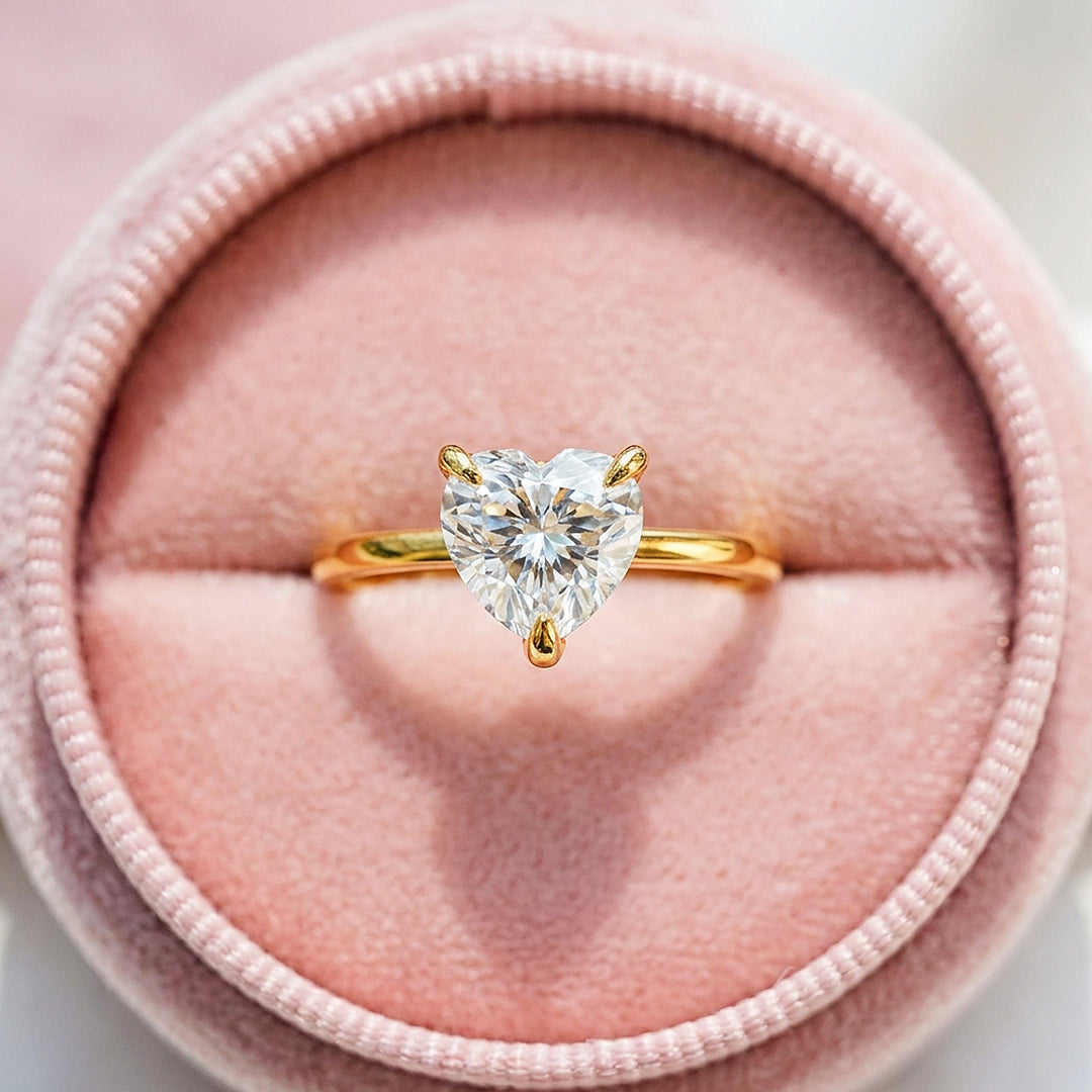 Heart Cut Moissanite Solitaire Gold Ring | 925 Sterling Silver | PRM7181