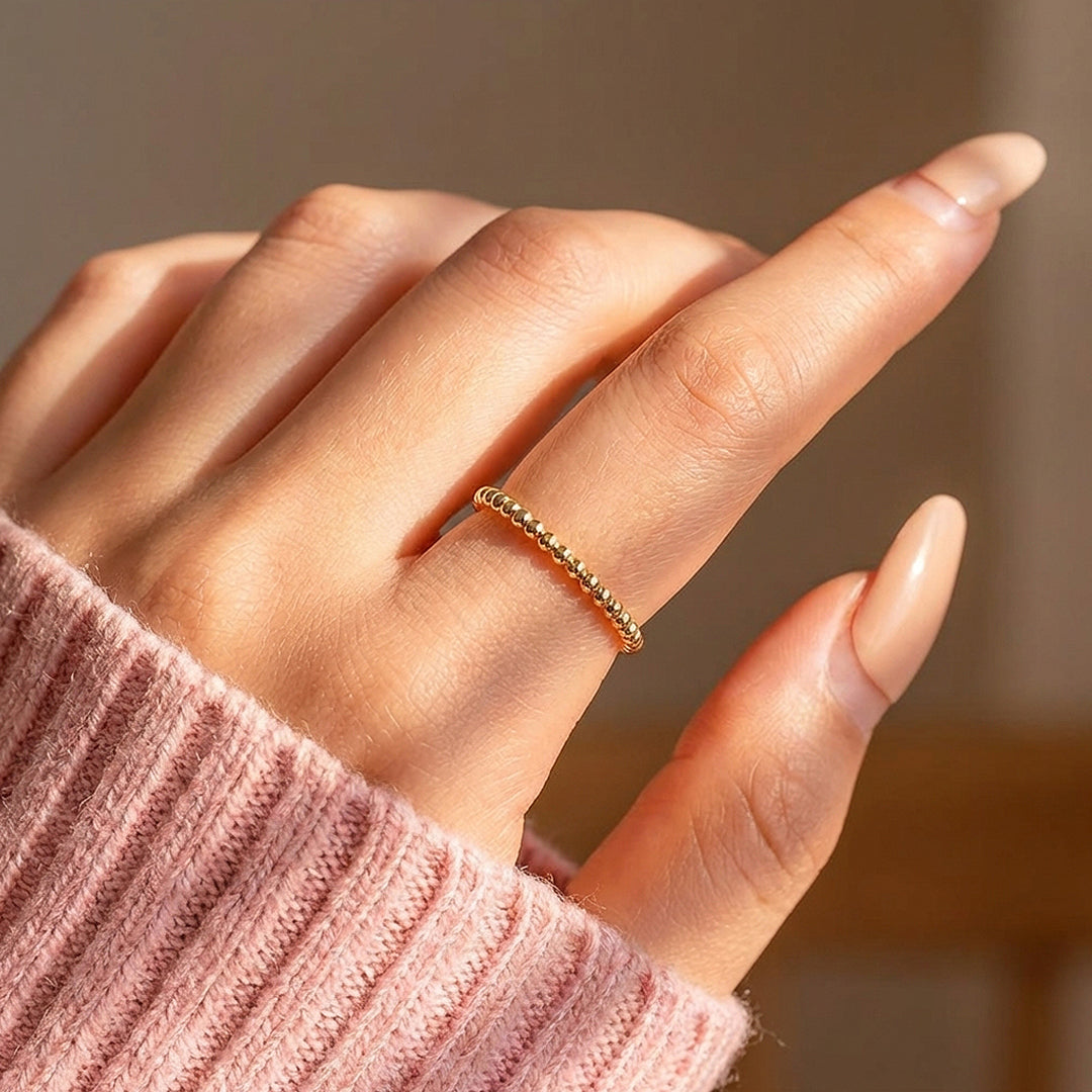 Moissanite Stackable Gold Band Ring | 925 Sterling Silver | PRM7185