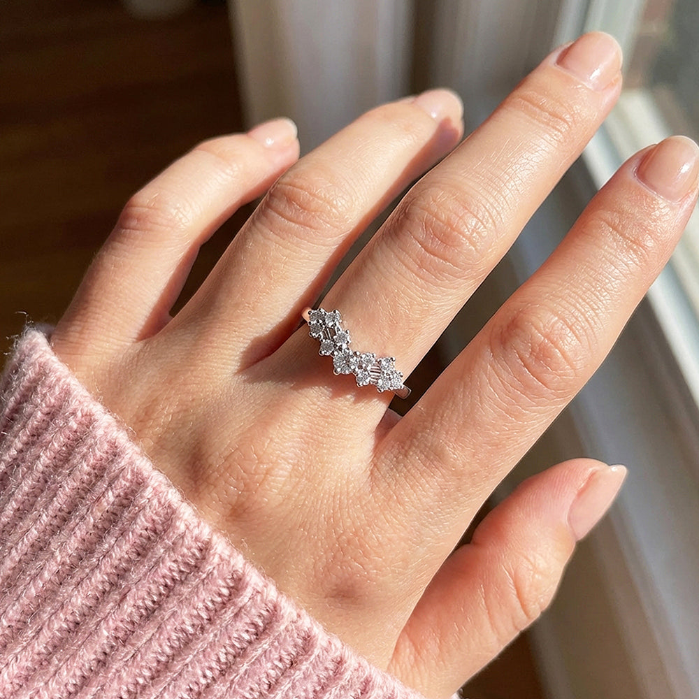 Celestial Cluster Moissanite Band Ring | 925 Sterling Silver | PRM7187