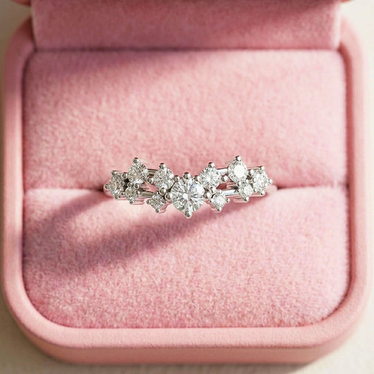 Celestial Cluster Moissanite Band Ring | 925 Sterling Silver | PRM7187