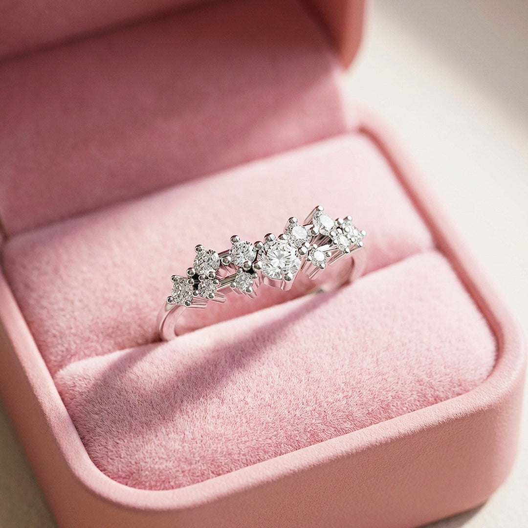 Celestial Cluster Moissanite Band Ring | 925 Sterling Silver | PRM7187