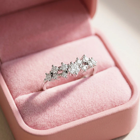 Celestial Cluster Moissanite Band Ring | 925 Sterling Silver | PRM7187