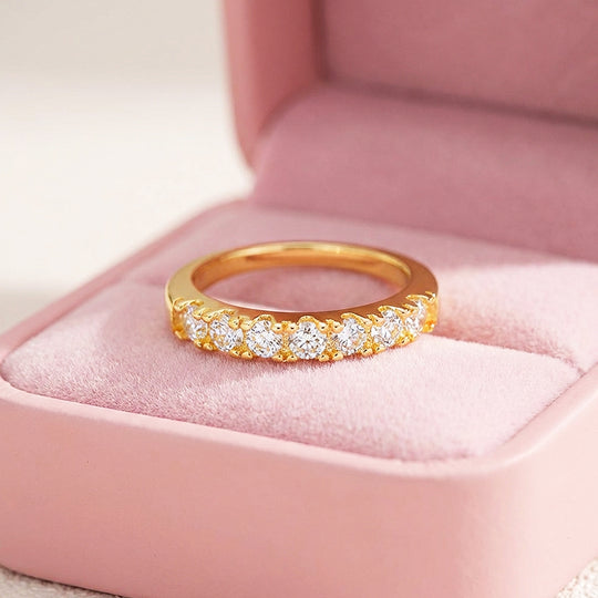 Moissanite Stackable Gold Band Ring | 925 Sterling Silver | PRM7189