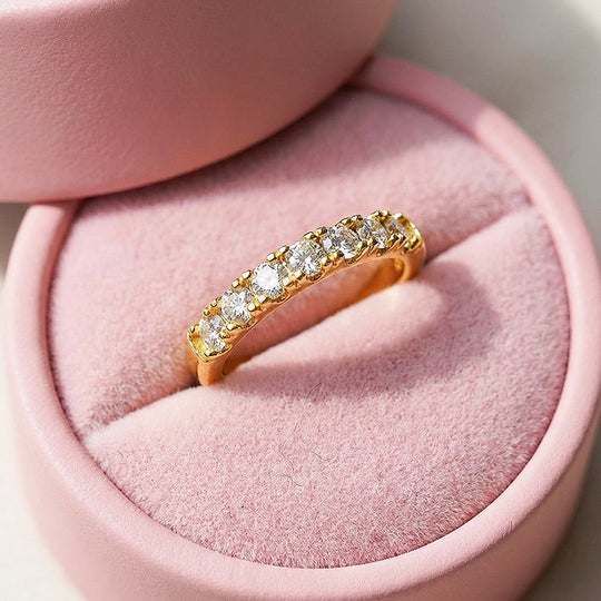 Moissanite Stackable Gold Band Ring | 925 Sterling Silver | PRM7189