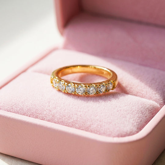 Moissanite Stackable Gold Band Ring | 925 Sterling Silver | PRM7189