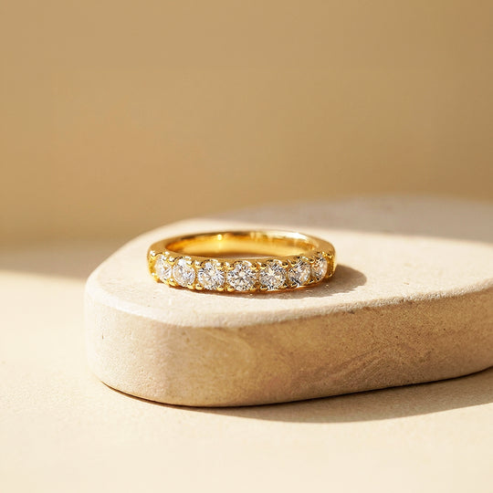 Moissanite Stackable Gold Band Ring | 925 Sterling Silver | PRM7189