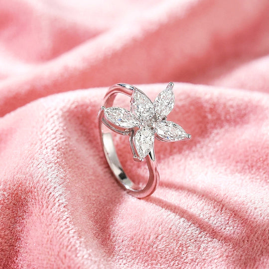 Marquise Flower Moissanite Ring | 925 Sterling Silver | PRM7196