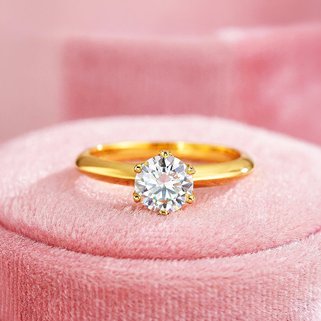 Moissanite Solitaire Engagement Ring | 925 Sterling Silver | PRM7198