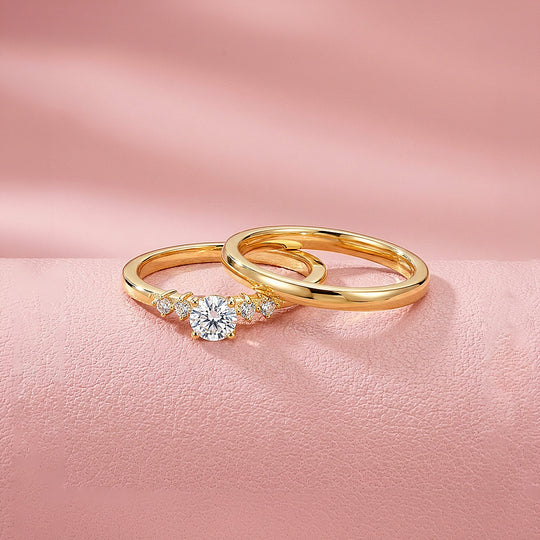 Pavé-Accent Moissanite Engagement Ring Set of 2 | 925 Silver | PRM7199