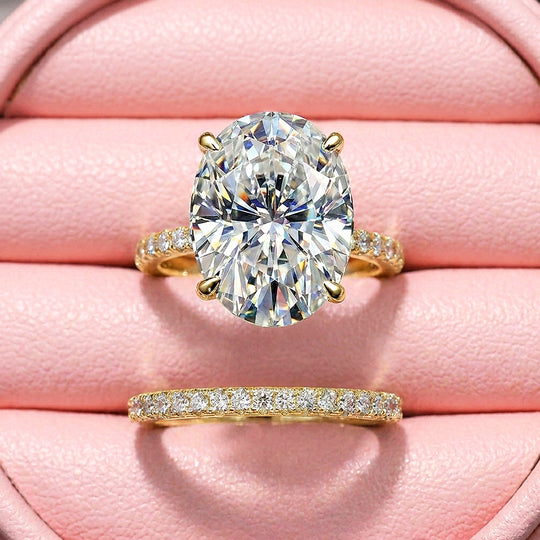 Oval-Cut Moissanite Engagement Ring Set of 2 | 925 Silver | PRM7201