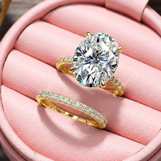 Oval-Cut Moissanite Engagement Ring Set of 2 | 925 Silver | PRM7201