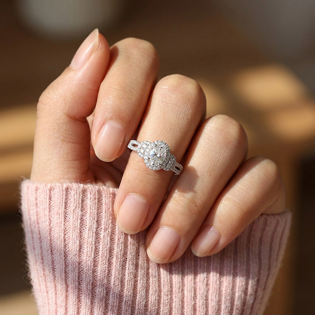 Oval-Halo Engagement Ring | 925 Silver | PRM7203