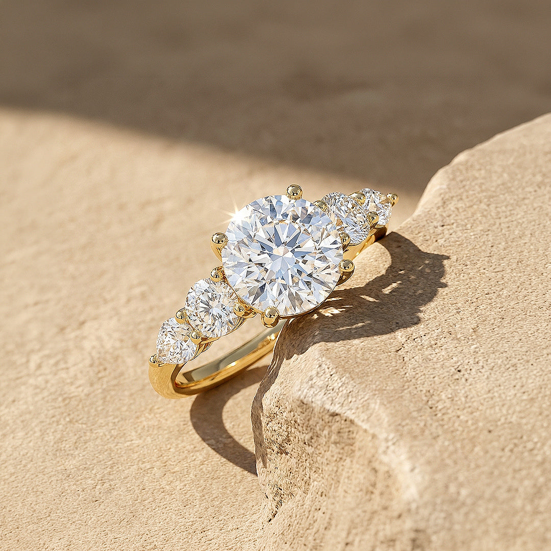Five-Stone Round Moissanite Ring | 925 Sterling Silver | PRM7227