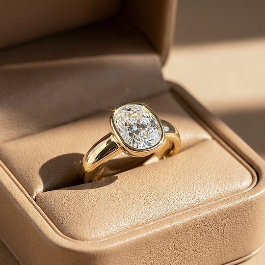 2 Carat Cushion Moissanite Bezel Solitaire Ring | 925 Sterling Silver | PRM7230