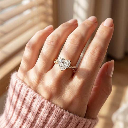 Heart Moissanite Twisted Pavé Band Ring | 925 Sterling Silver | PRM7233