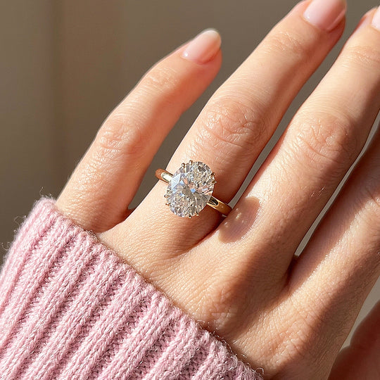 6 Carat Oval Moissanite Solitaire Ring | 925 Sterling Silver | PRM7234