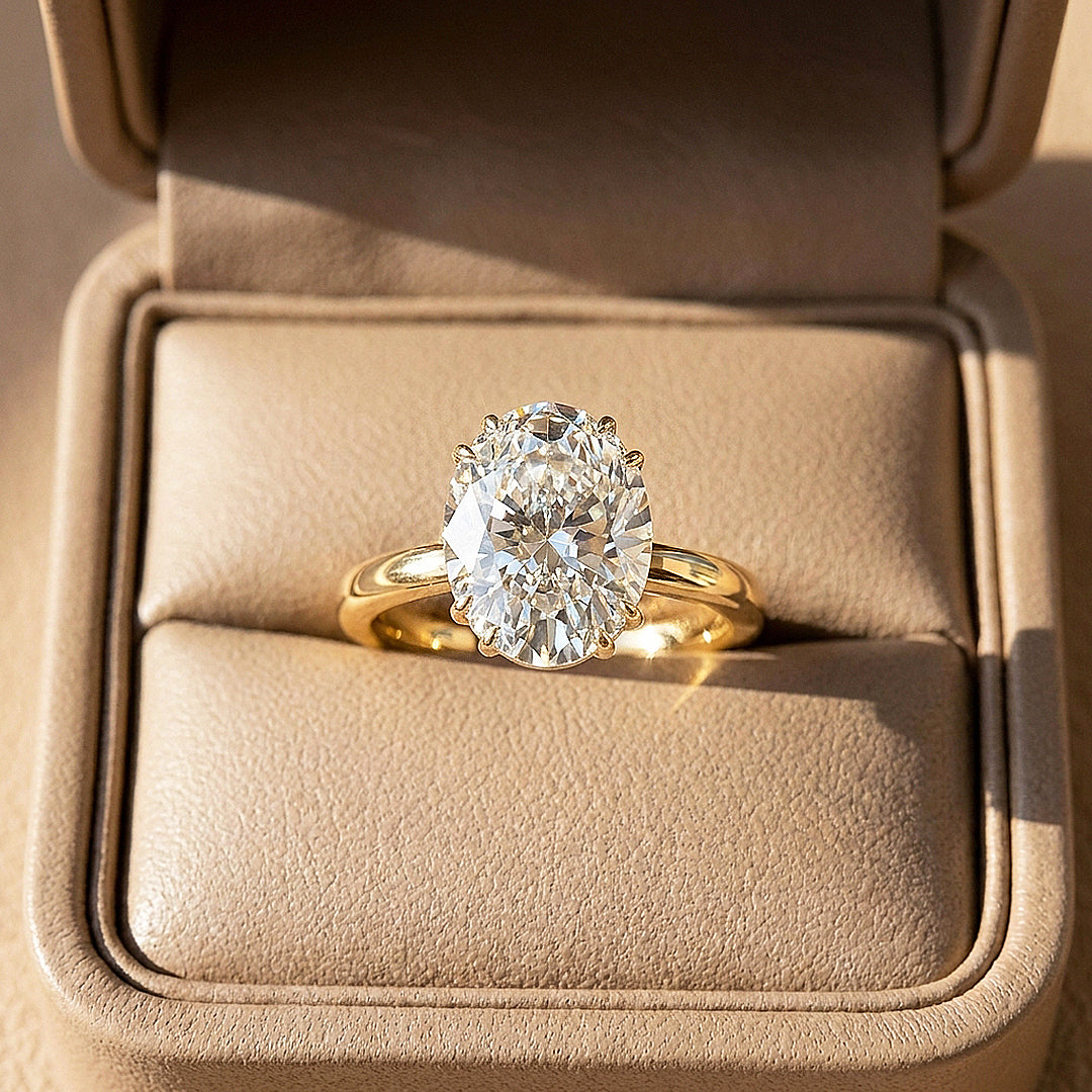 6 Carat Oval Moissanite Solitaire Ring | 925 Sterling Silver | PRM7234