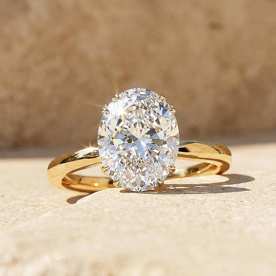 6 Carat Oval Moissanite Solitaire Ring | 925 Sterling Silver | PRM7234