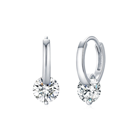 Solitaire Tension Set Huggie Earrings | Moissanite | 925 Sterling Silver | Prm8103 - Earrings | Singapore Jewellery, Wedding Rings &amp; Gifts | Same Day Delivery | Tiara.com.sg