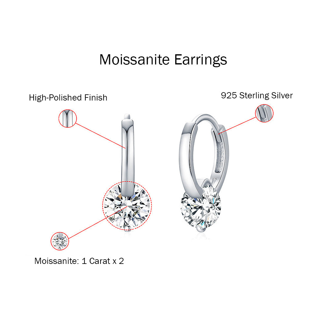 Solitaire Tension Set Huggie Earrings | Moissanite | 925 Sterling Silver | Prm8103 - Earrings | Singapore Jewellery, Wedding Rings &amp; Gifts | Same Day Delivery | Tiara.com.sg