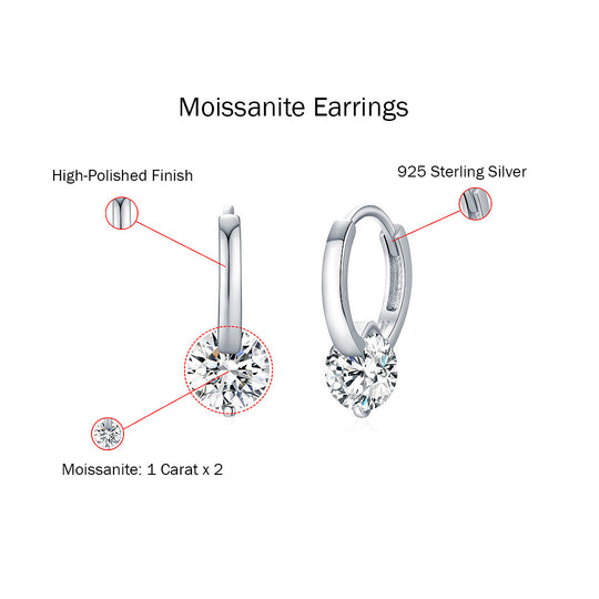 Solitaire Tension Set Huggie Earrings | Moissanite | 925 Sterling Silver | Prm8103 - Earrings | Singapore Jewellery, Wedding Rings &amp; Gifts | Same Day Delivery | Tiara.com.sg