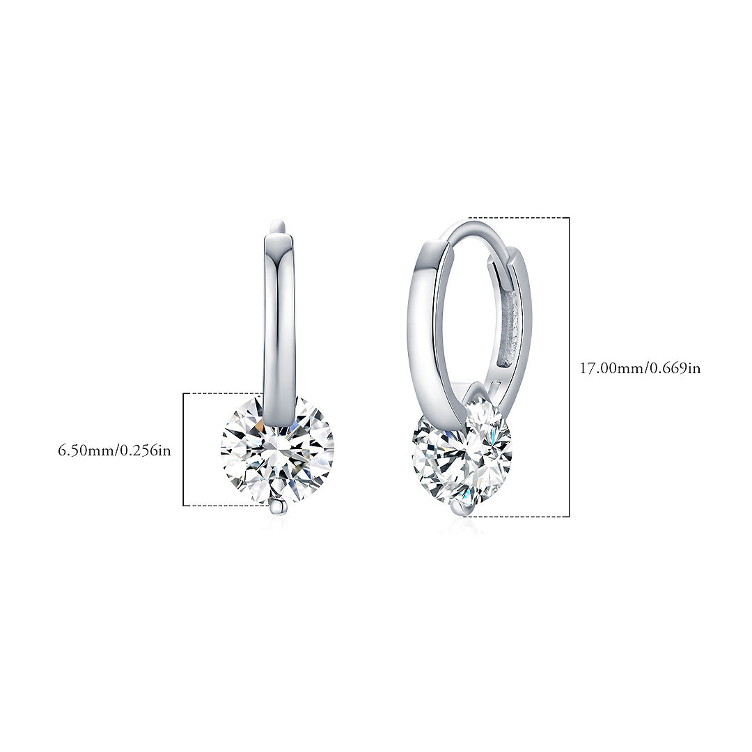 Solitaire Tension Set Huggie Earrings | Moissanite | 925 Sterling Silver | Prm8103 - Earrings | Singapore Jewellery, Wedding Rings &amp; Gifts | Same Day Delivery | Tiara.com.sg