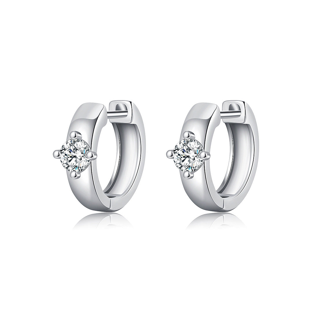 Solitaire Tension Set Huggie Earrings | Moissanite | 925 Sterling Silver | Prm8104 - Earrings | Singapore Jewellery, Wedding Rings &amp; Gifts | Same Day Delivery | Tiara.com.sg