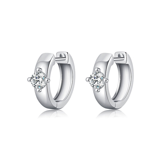 Solitaire Tension Set Huggie Earrings | Moissanite | 925 Sterling Silver | Prm8104 - Earrings | Singapore Jewellery, Wedding Rings &amp; Gifts | Same Day Delivery | Tiara.com.sg