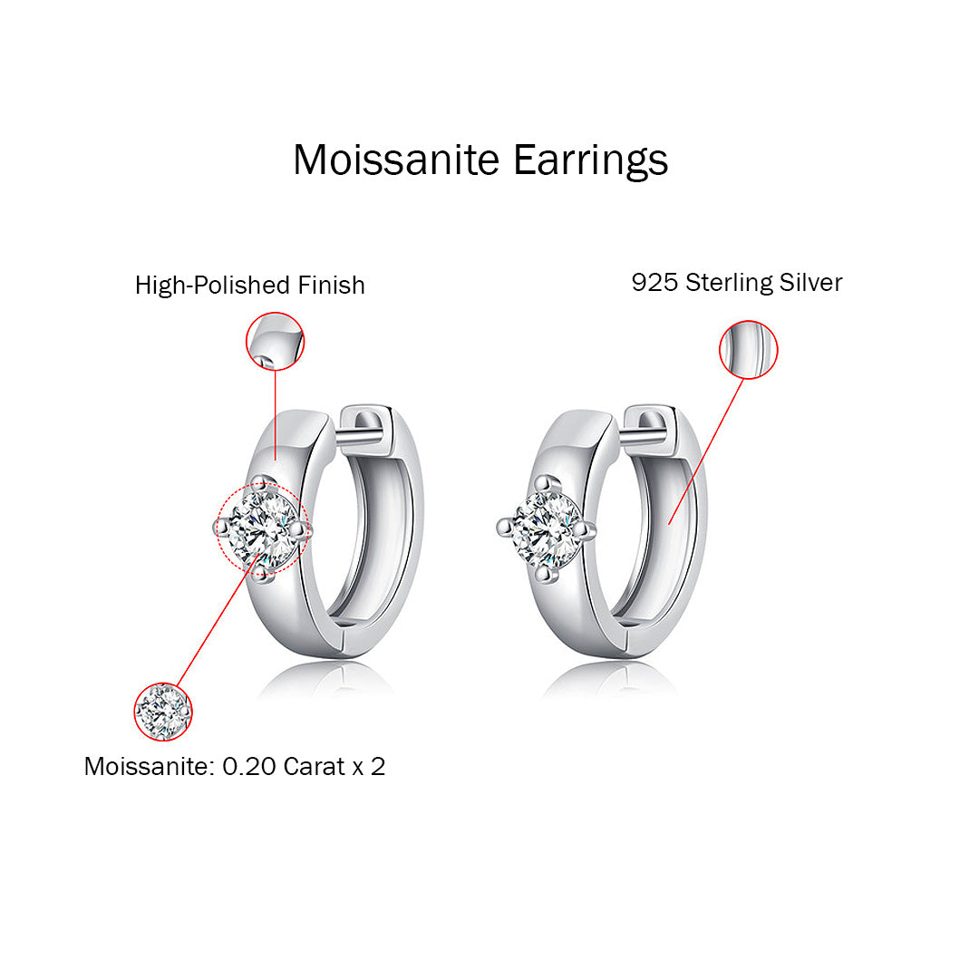 Solitaire Tension Set Huggie Earrings | Moissanite | 925 Sterling Silver | Prm8104 - Earrings | Singapore Jewellery, Wedding Rings &amp; Gifts | Same Day Delivery | Tiara.com.sg