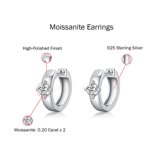 Solitaire Tension Set Huggie Earrings | Moissanite | 925 Sterling Silver | Prm8104 - Earrings | Singapore Jewellery, Wedding Rings &amp; Gifts | Same Day Delivery | Tiara.com.sg