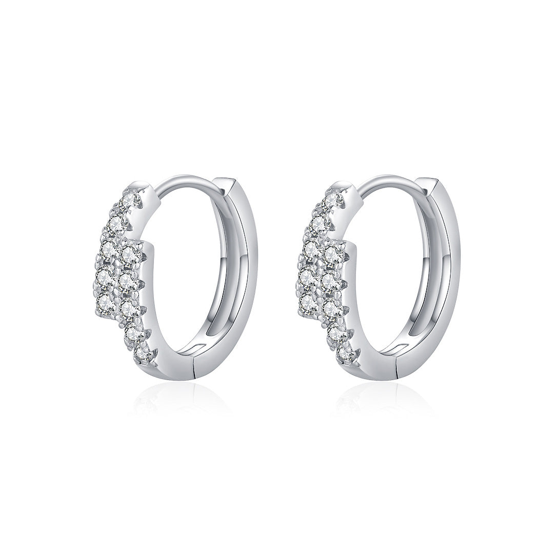Pavé Tapered Cluster Huggie Earrings | Moissanite | 925 Sterling Silver | Prm8106 - Earrings | Singapore Jewellery, Wedding Rings &amp; Gifts | Same Day Delivery | Tiara.com.sg
