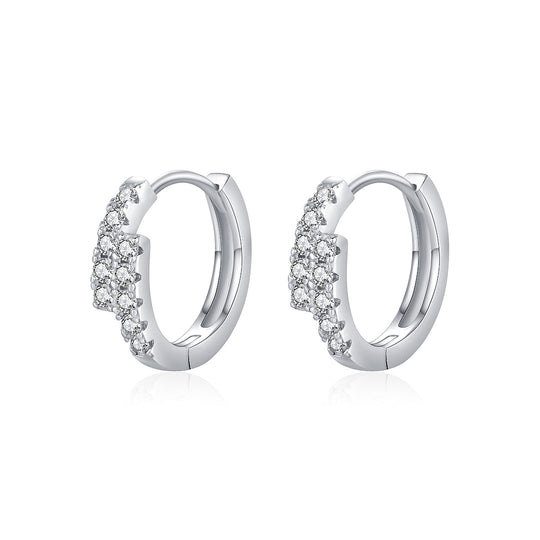 Pavé Tapered Cluster Huggie Earrings | Moissanite | 925 Sterling Silver | Prm8106 - Earrings | Singapore Jewellery, Wedding Rings &amp; Gifts | Same Day Delivery | Tiara.com.sg