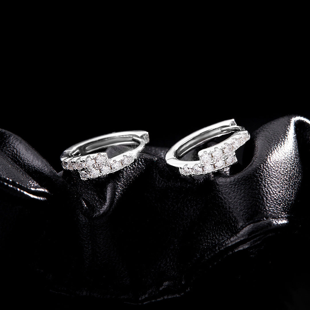 Pavé Tapered Cluster Huggie Earrings | Moissanite | 925 Sterling Silver | Prm8106 - Earrings | Singapore Jewellery, Wedding Rings &amp; Gifts | Same Day Delivery | Tiara.com.sg