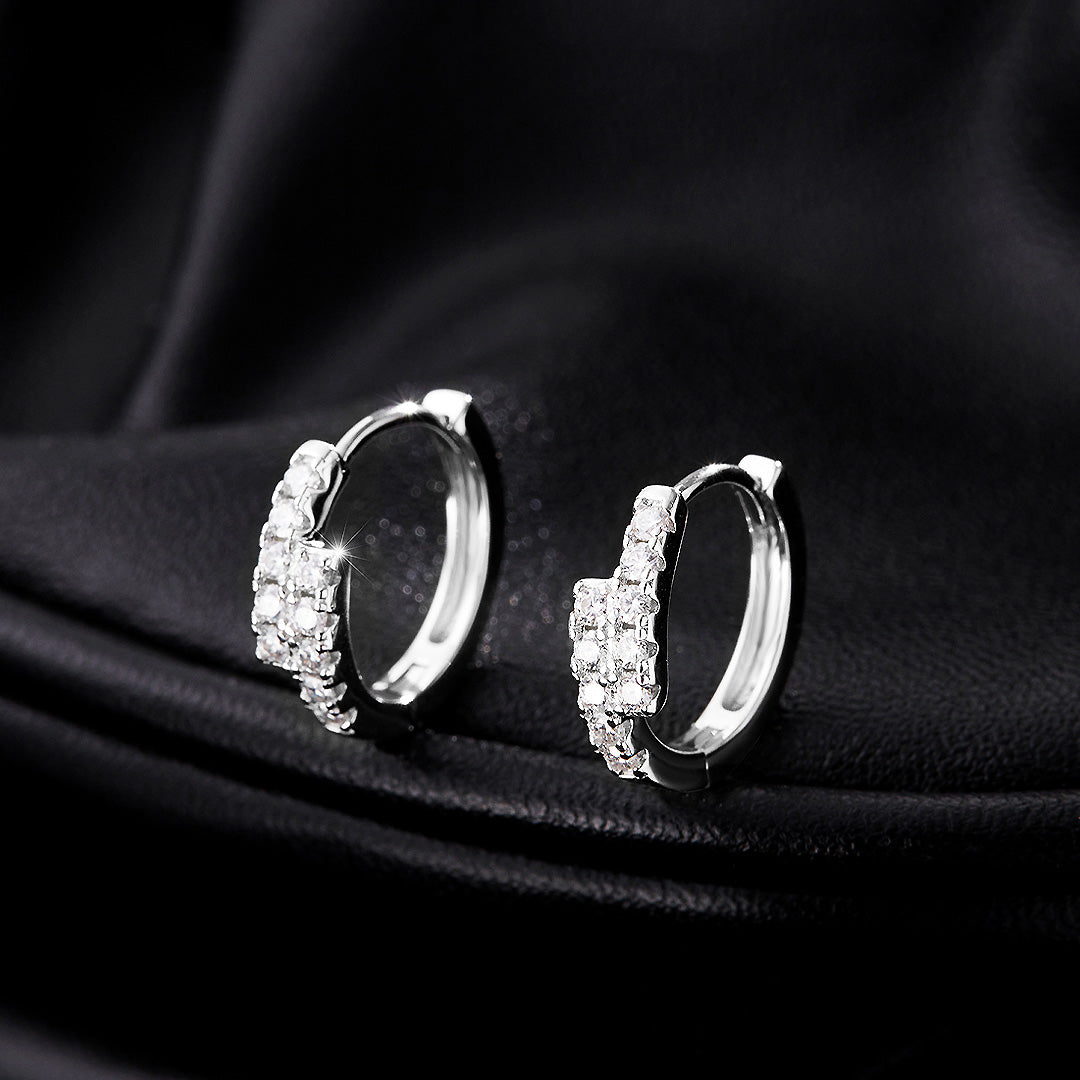 Pavé Tapered Cluster Huggie Earrings | Moissanite | 925 Sterling Silver | Prm8106 - Earrings | Singapore Jewellery, Wedding Rings &amp; Gifts | Same Day Delivery | Tiara.com.sg