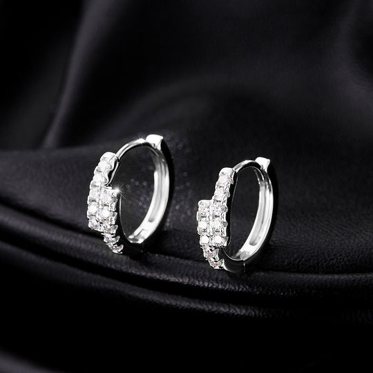 Pavé Tapered Cluster Huggie Earrings | Moissanite | 925 Sterling Silver | Prm8106 - Earrings | Singapore Jewellery, Wedding Rings &amp; Gifts | Same Day Delivery | Tiara.com.sg