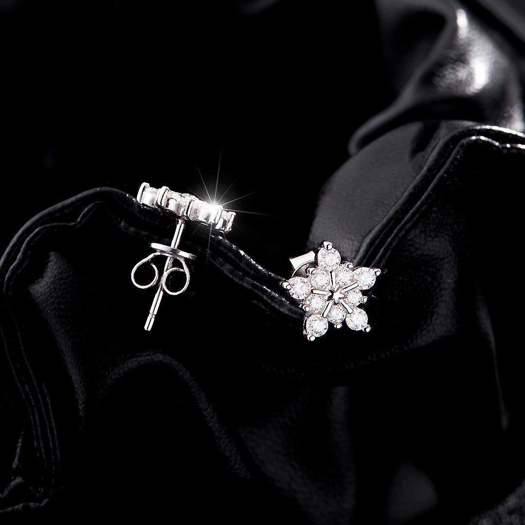 Celestial Starburst Stud Earrings | Moissanite | 925 Sterling Silver | Prm8107 - Earrings | Singapore Jewellery, Wedding Rings &amp; Gifts | Same Day Delivery | Tiara.com.sg