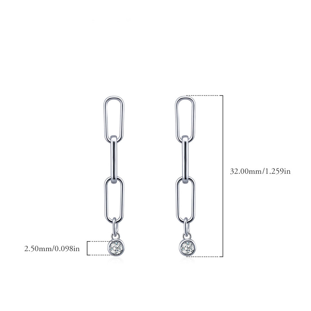Link Chain Dangle Earrings | Moissanite | 925 Sterling Silver | Prm8109 - Earrings | Singapore Jewellery, Wedding Rings &amp; Gifts | Same Day Delivery | Tiara.com.sg