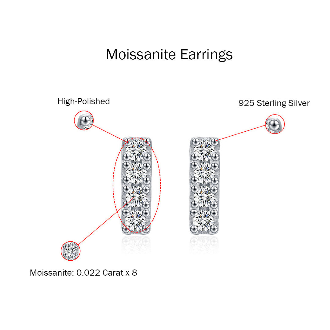 Pavé Bar Stud Earrings | Moissanite | 925 Sterling Silver | Prm8110 - Earrings | Singapore Jewellery, Wedding Rings &amp; Gifts | Same Day Delivery | Tiara.com.sg