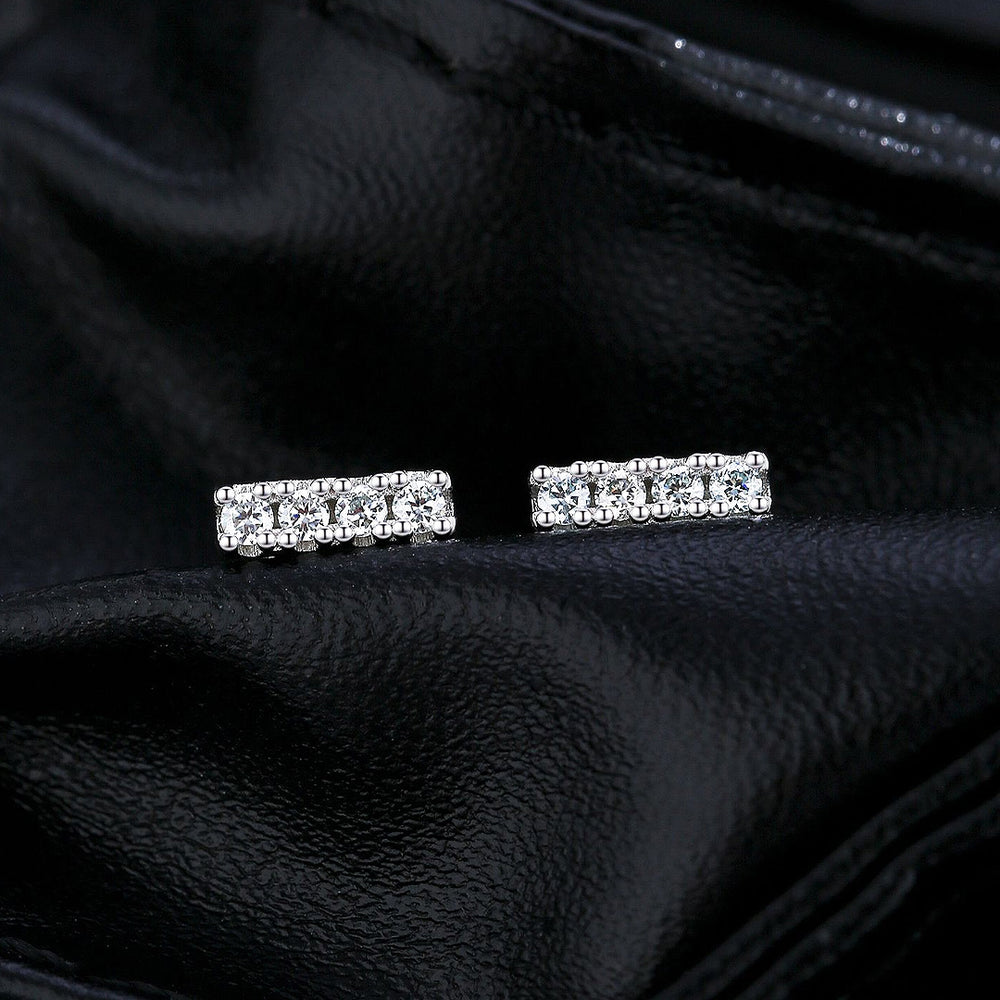 Pavé Bar Stud Earrings | Moissanite | 925 Sterling Silver | Prm8110 - Earrings | Singapore Jewellery, Wedding Rings & Gifts | Same Day Delivery | Tiara.com.sg
